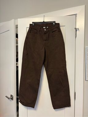 Women's Dark Brown High-Rise Wide-Leg Chinos